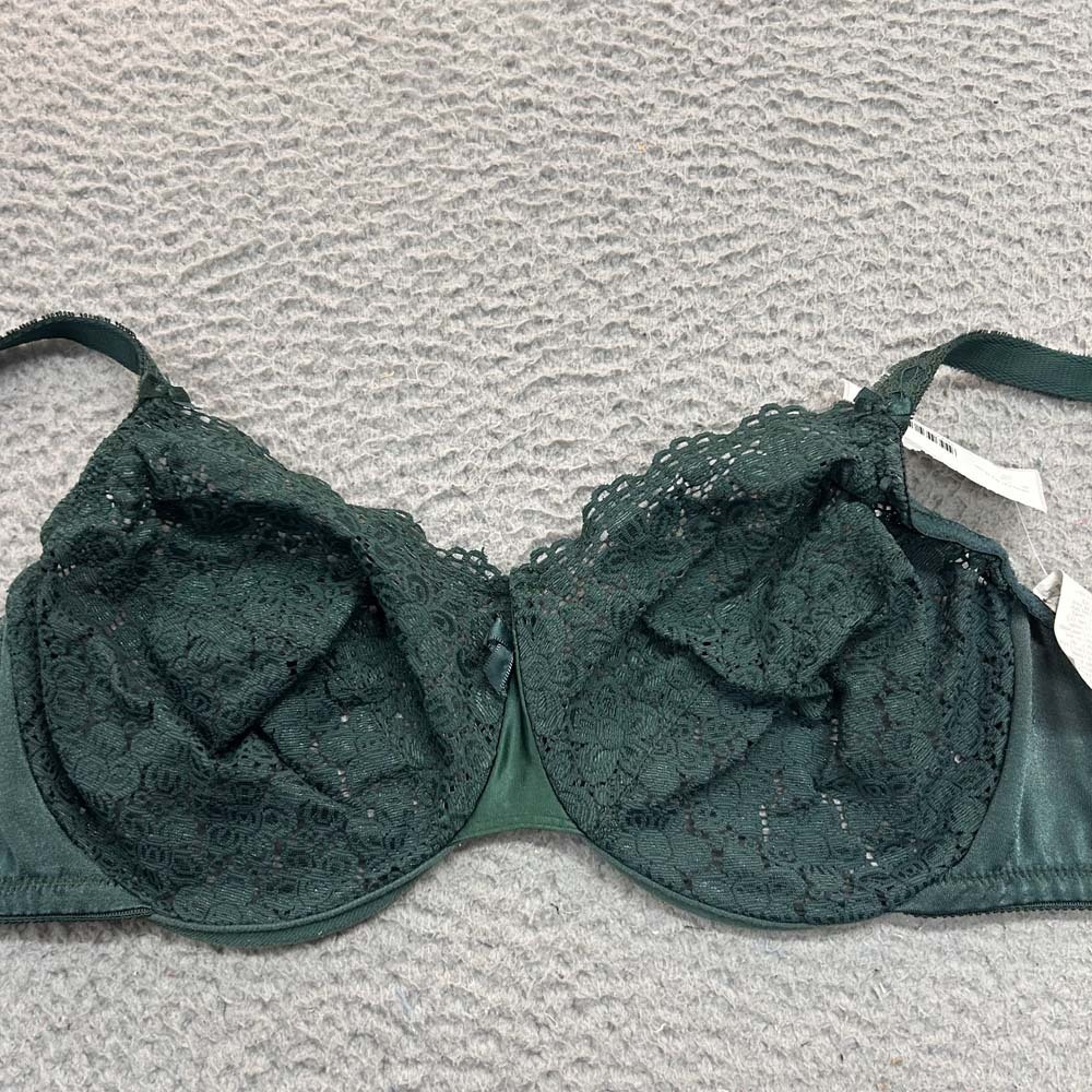 VTG Vanity Fair Bra 36DD Minimizer Bra 75-050 Green Lace
